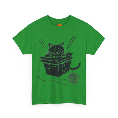 Black Cat w/Box + Yarn Ball Art Drawing Tee Shirt