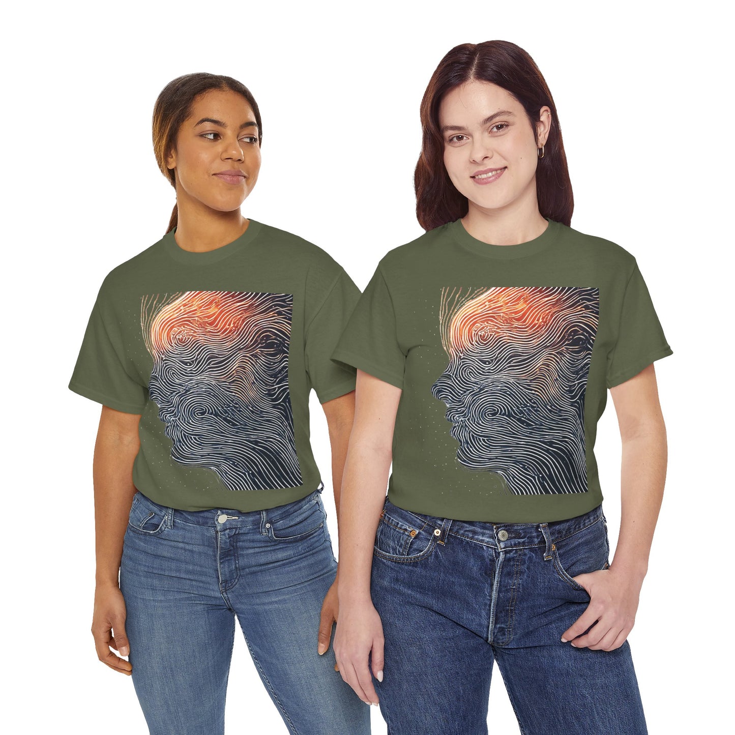 Line Drawing Face Graphic Art Tee Shirt *Multiple Colors*