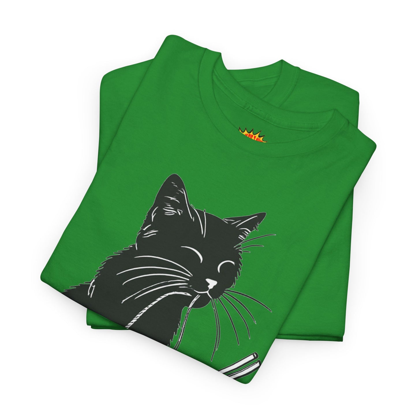 Black Cat w/Noodles Drawing Art Tee Shirt *Multiple Colors*