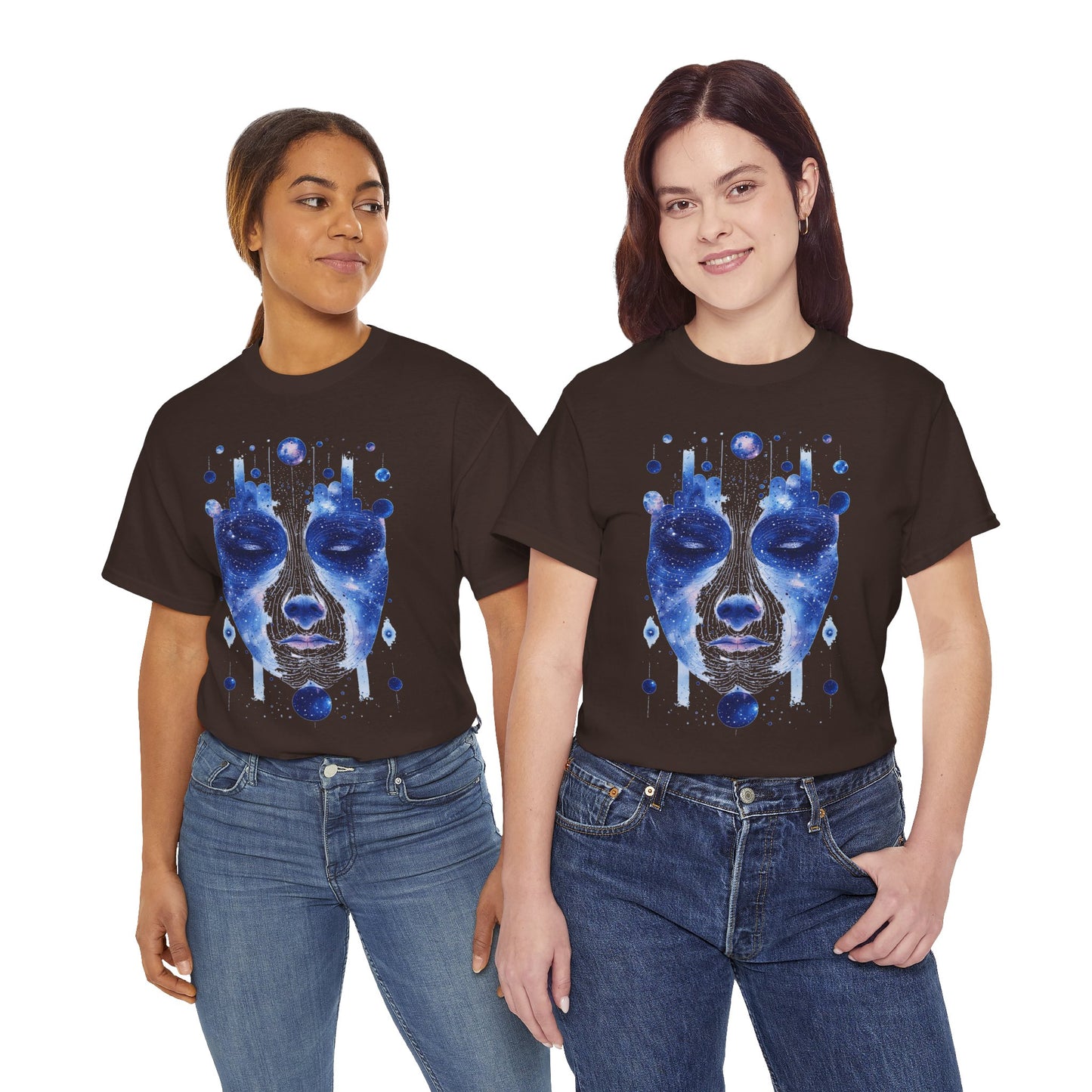 Cosmic Face Galaxy Graphic Space Art Tee Shirt *Multiple Colors*