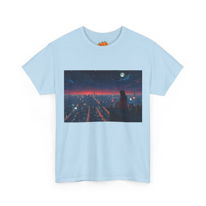 Neon City Anime Night Scene w/Cats T-Shirt