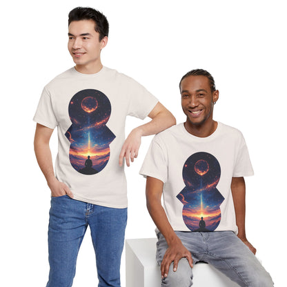 Cosmic Meditation w/Planet Space Graphic Art Tee Shirt