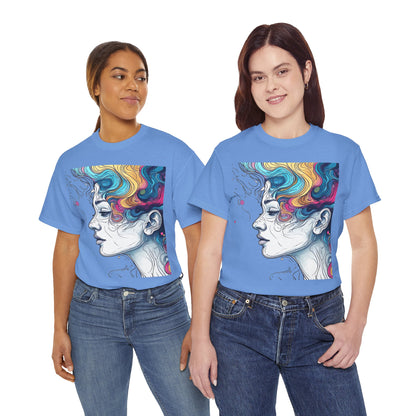 Face w/Color Hair Graphic Art Tee Shirt