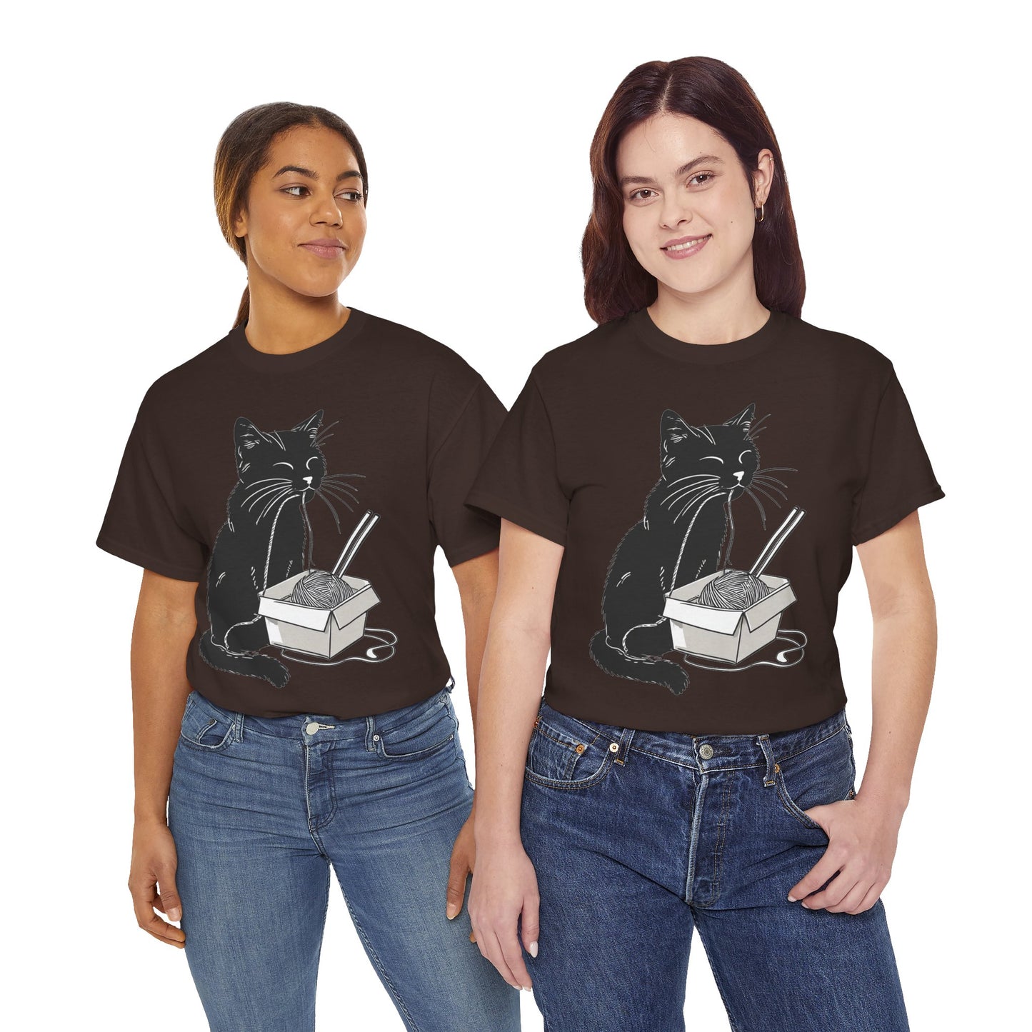 Black Cat w/Noodles Drawing Art Tee Shirt *Multiple Colors*