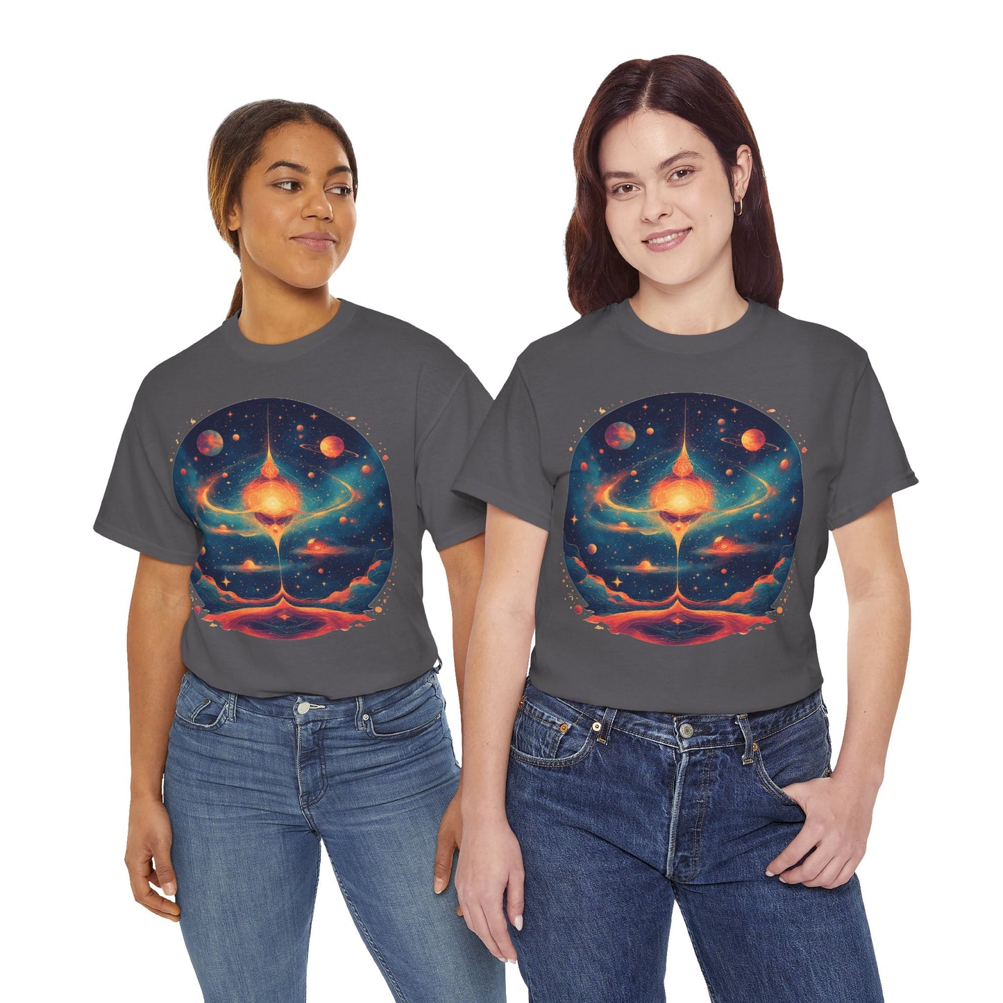 Round Galaxy w/Planets Graphic Tee Shirt *Multiple Colors*