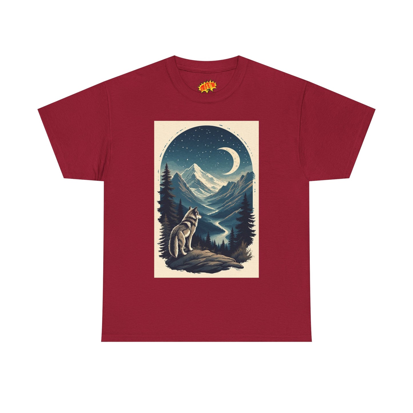 Wolf with Crescent Moon Scene T-Shirt *Multiple Colors*