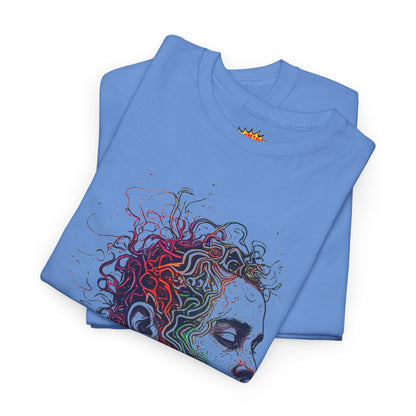 Multicolor Line Drawing Human Graphic Art Tee Shirt