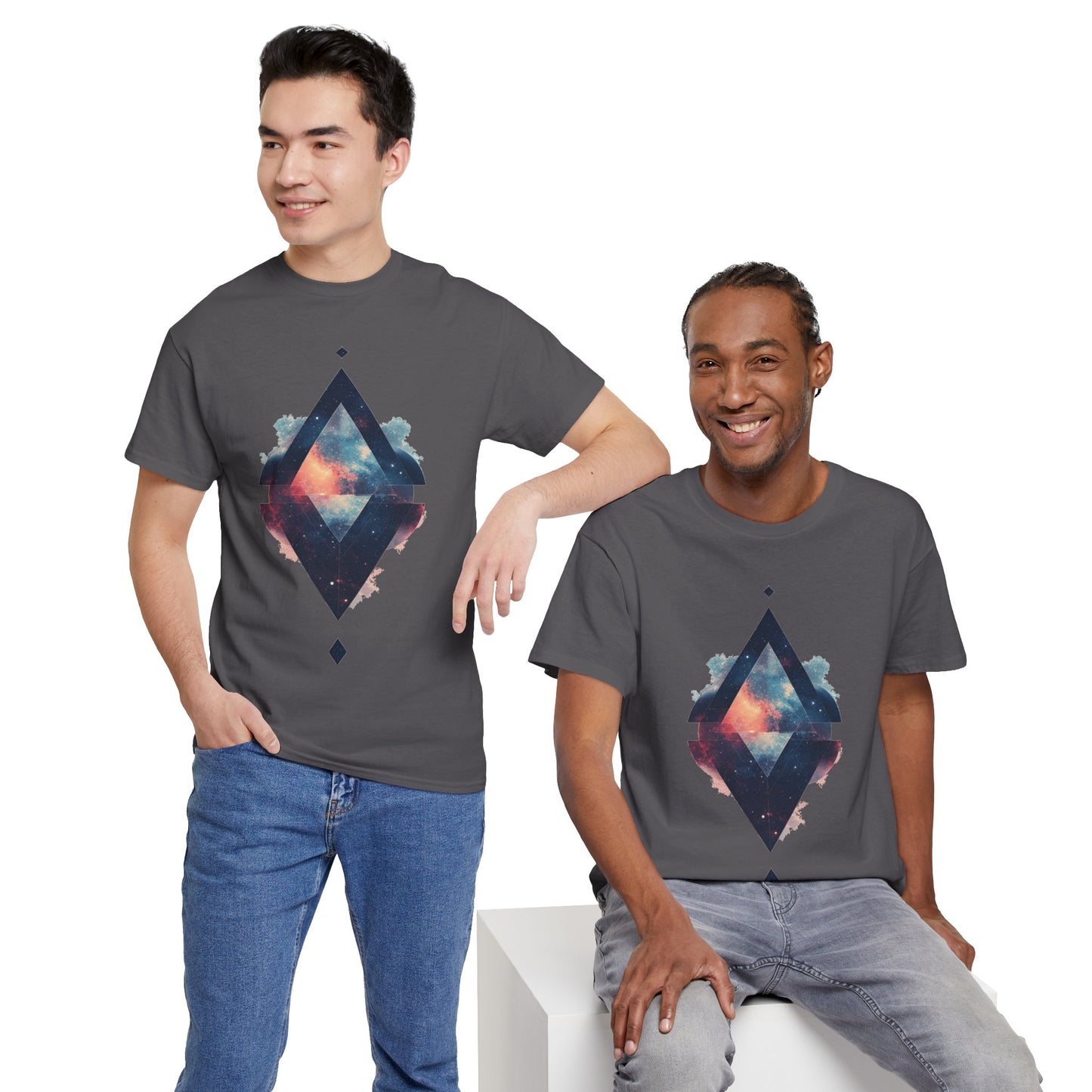 Split Diamond Shape Nebula Graphic Space Art Tee Shirt *Multiple Colors*