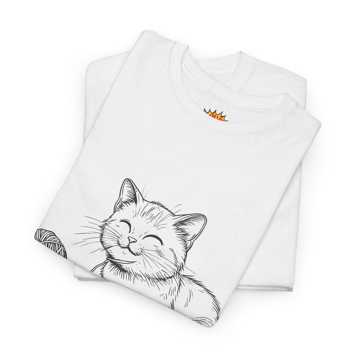 Cat w/Yarn Ball Line Drawing Tee Shirt *Multiple Colors*