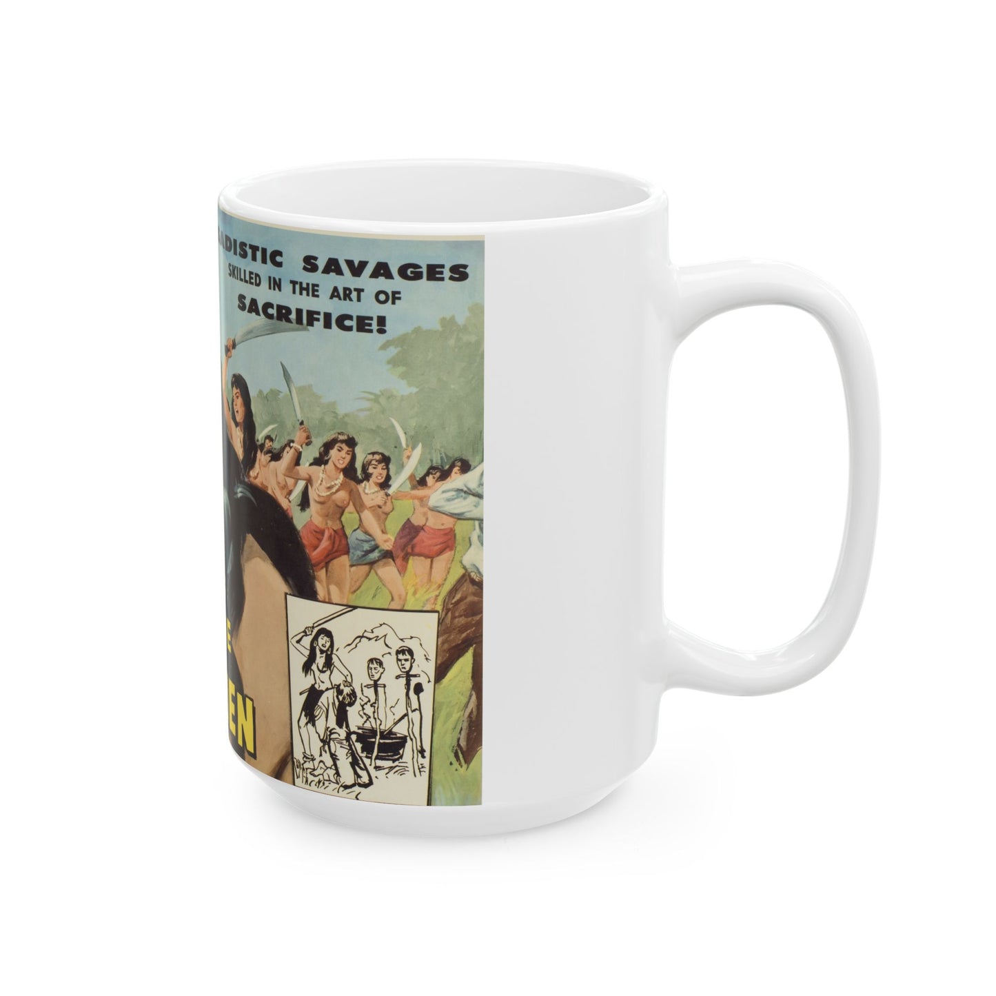 Attack of the Jungle Women Retro Movie Poster Ceramic Coffee Mug