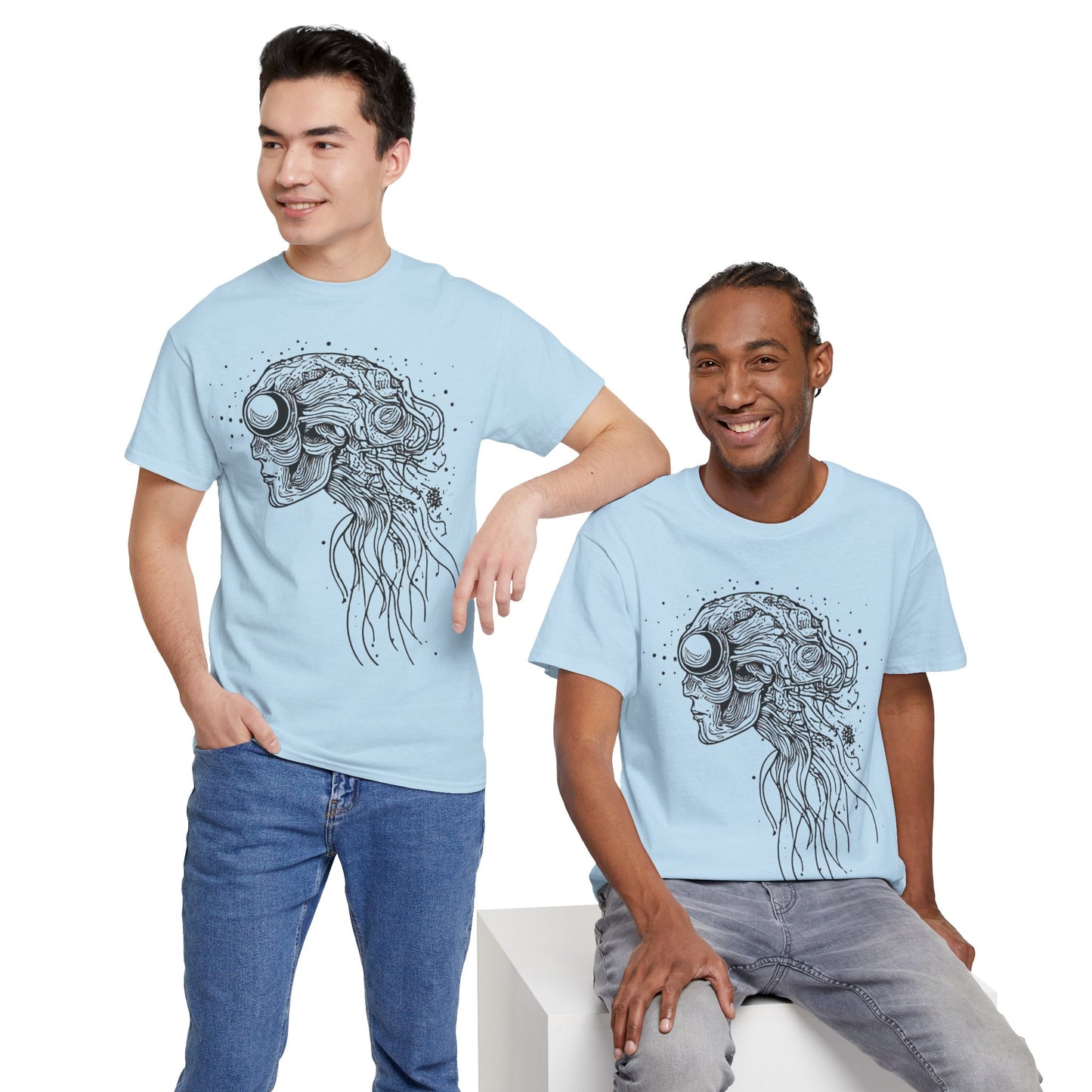 Humanoid Line Drawing Face Graphic Art Tee Shirt *Multiple Colors*