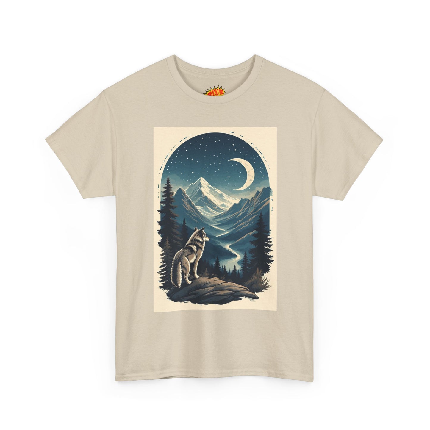 Wolf with Crescent Moon Scene T-Shirt *Multiple Colors*
