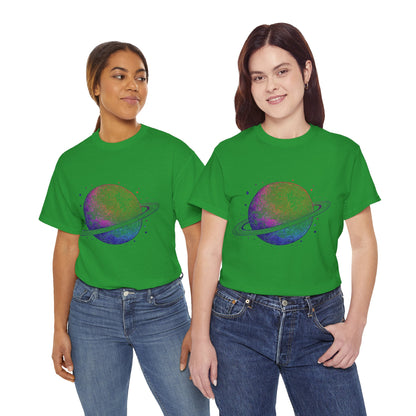 Space Art Ringed Planet Graphic Tee Shirt