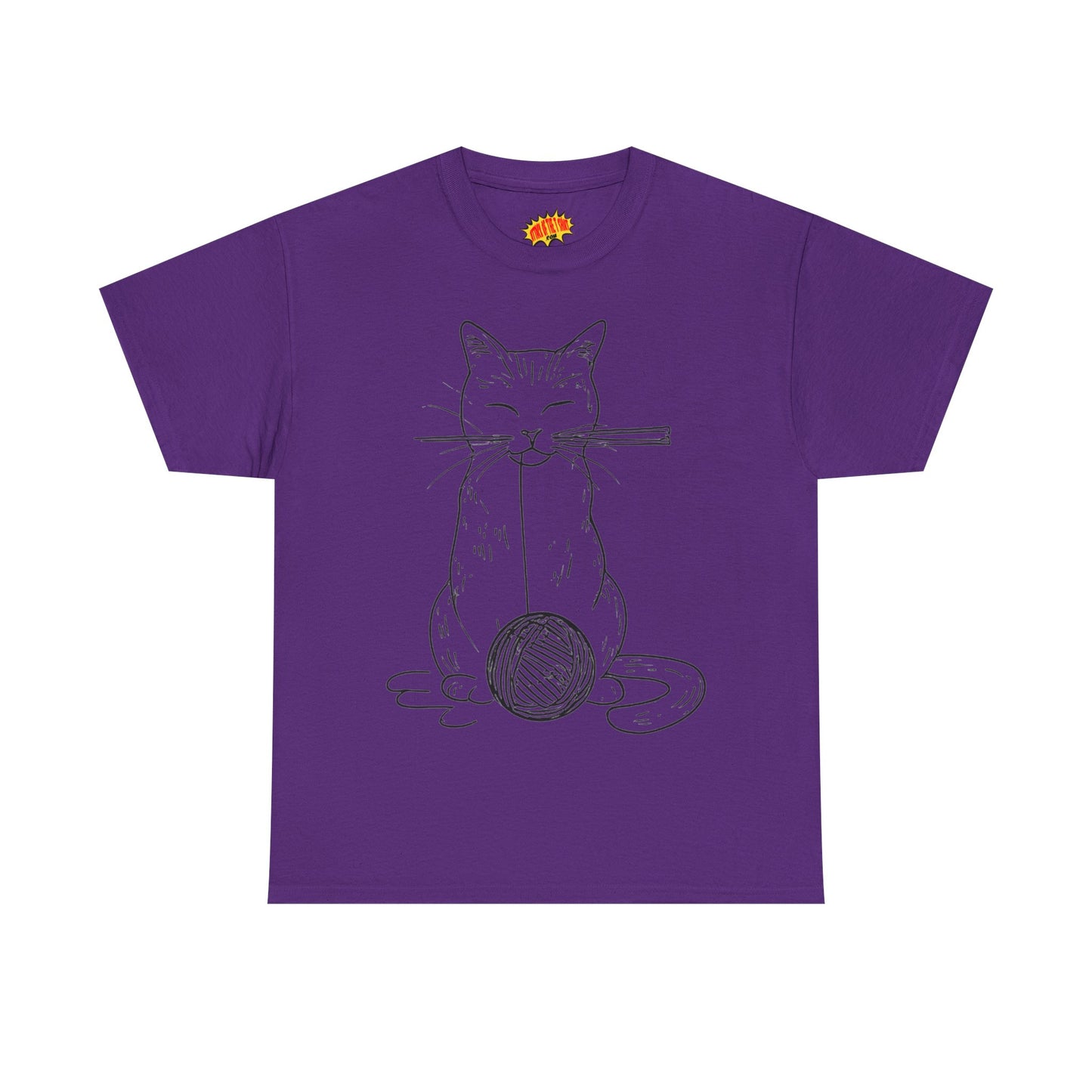 Cat w/Yarn Ball Line Art Drawing Tee Shirt *Multiple Colors*