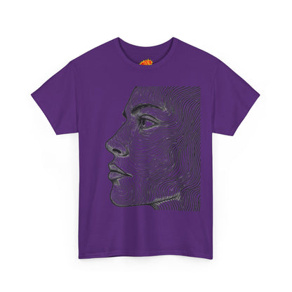 Human Face Profile Line Drawing Graphic Art Tee Shirt