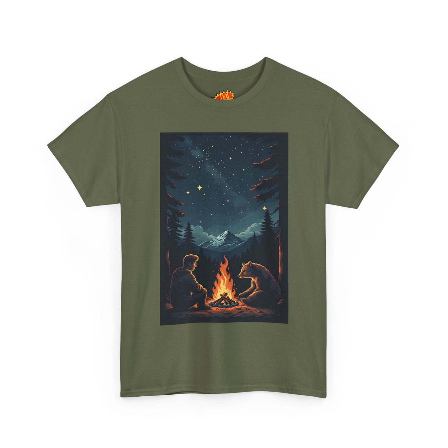 Mountain Man w/Bear Campfire Scene T-Shirt *Multiple Colors*