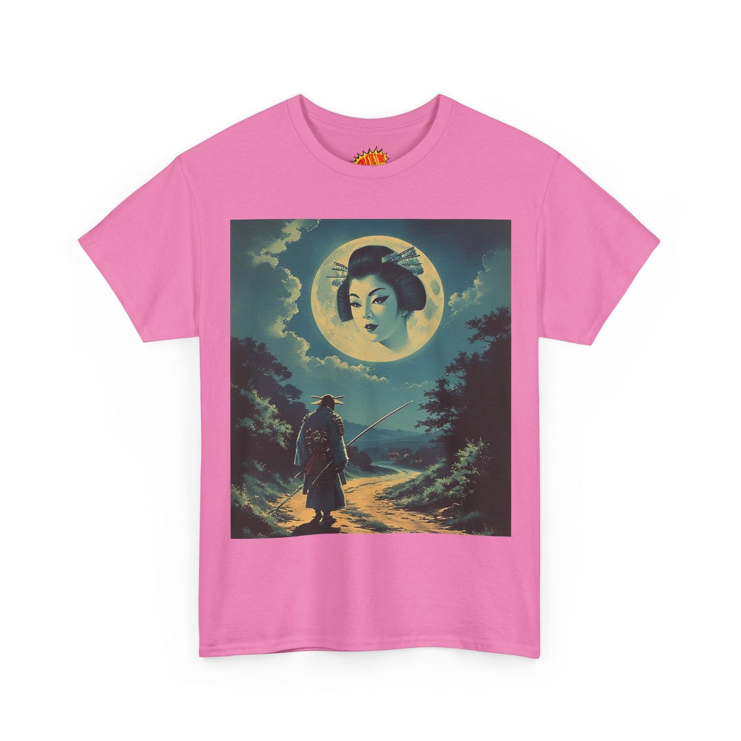 Travelling Samurai w/Full Moon Geisha Woman T-Shirt *Multiple Colors*