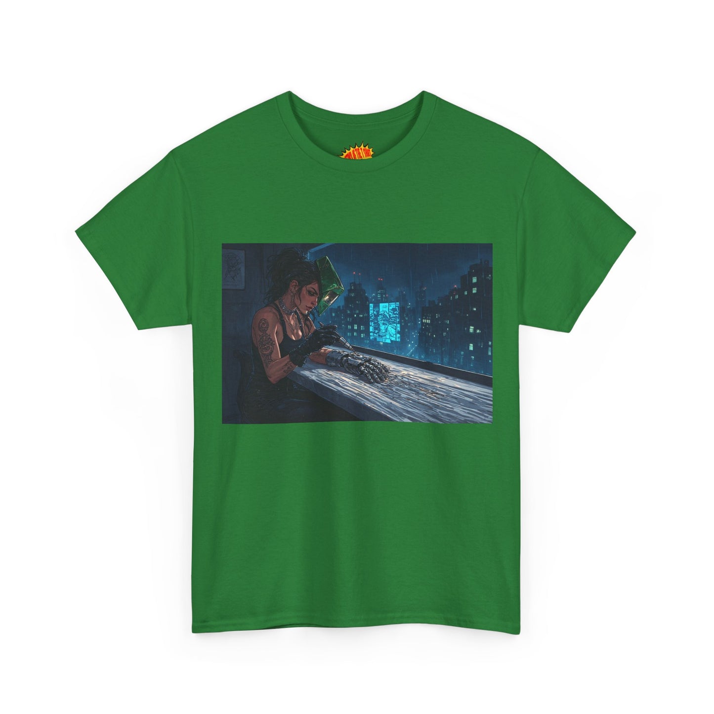 Cyberpunk Women w/Cybernetic Hand Scene T-Shirt *Multiple Colors*