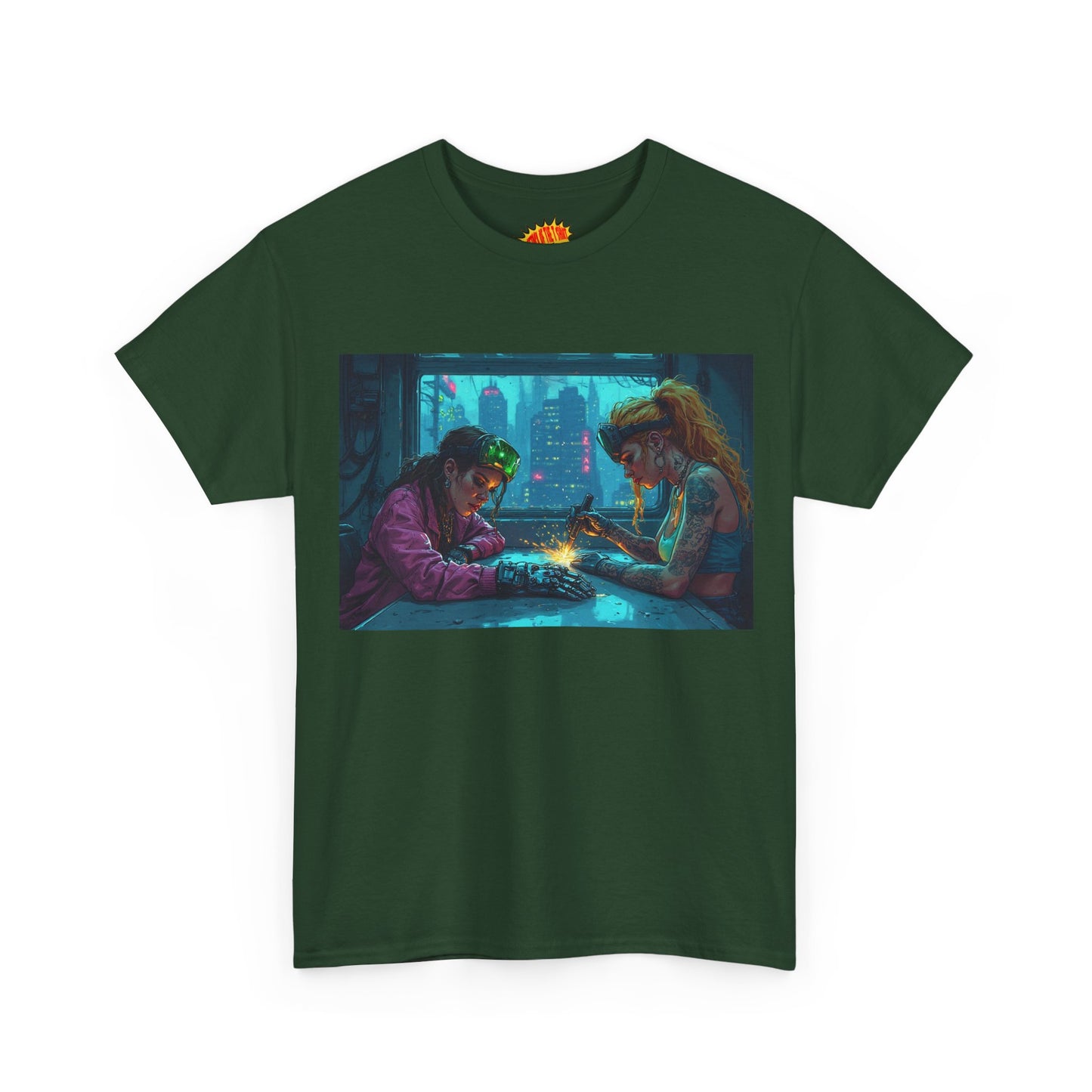 Cyberpunk Ladies Welding Scene T-Shirt *Multiple Colors*