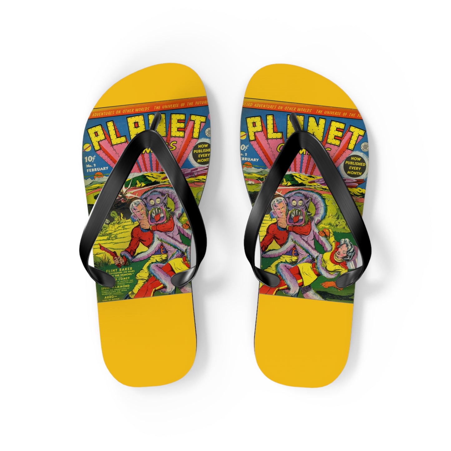 Planet Comics #2 Flip Flops Yellow *Multiple Sizes Available*