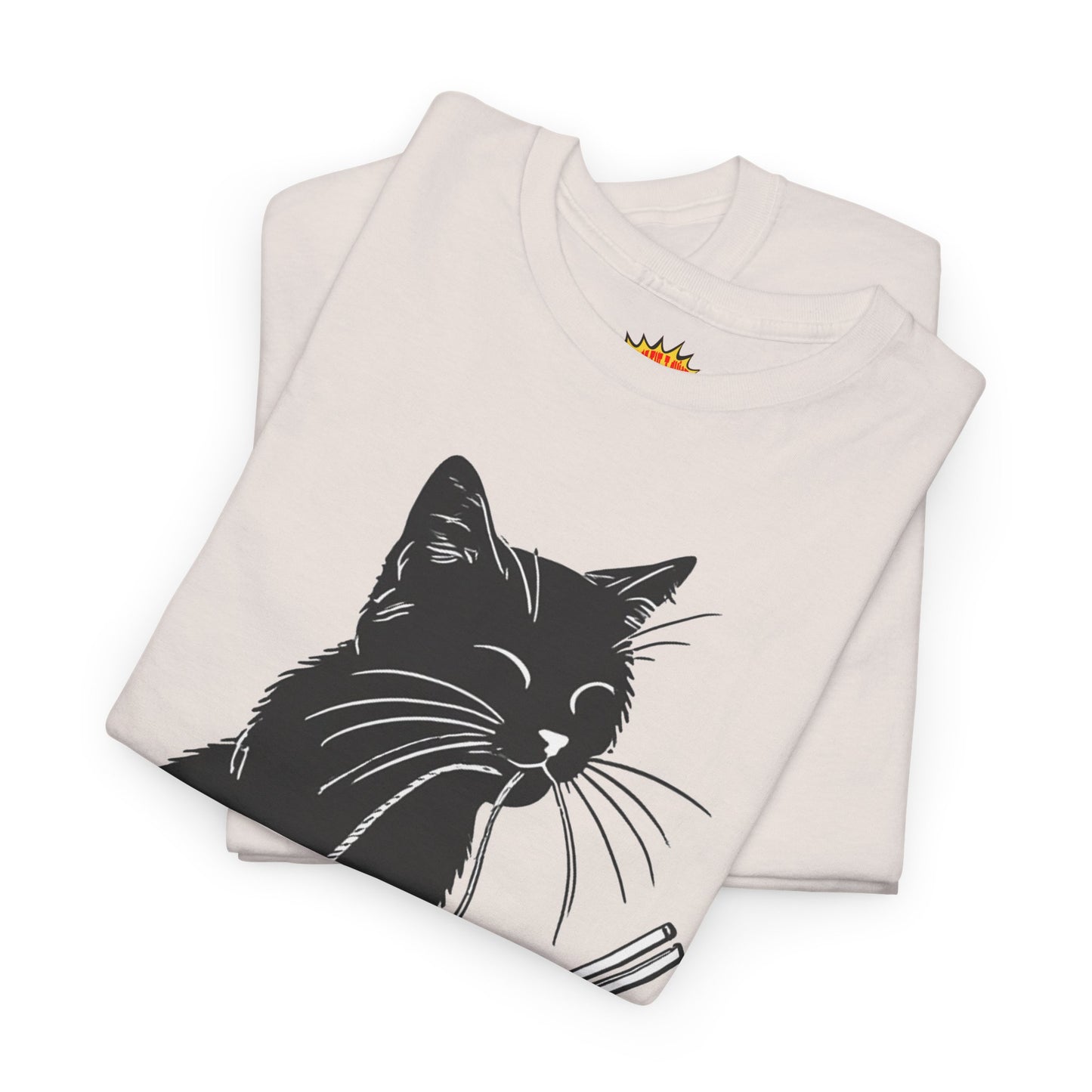 Black Cat w/Noodles Drawing Art Tee Shirt *Multiple Colors*