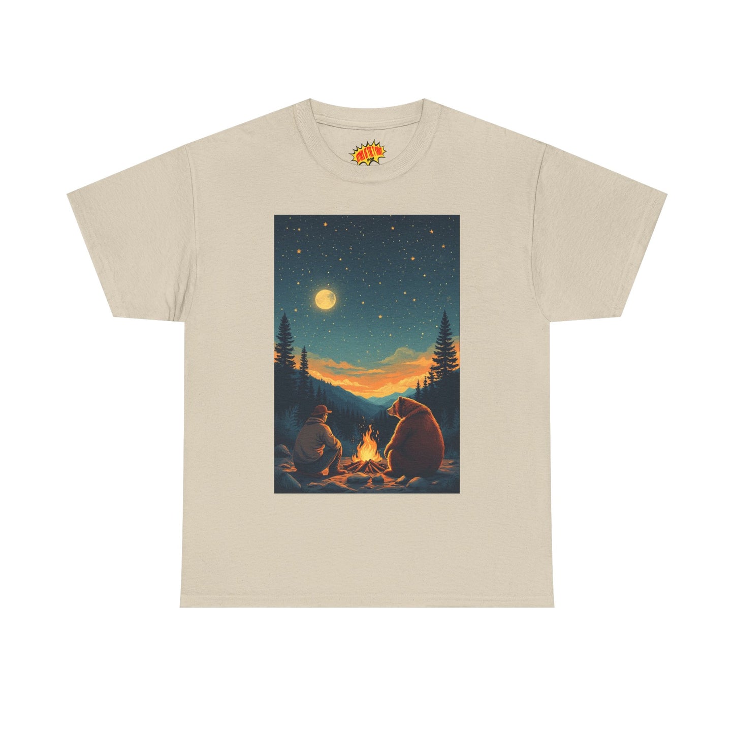 Mountain Man w/ Brown Bear Campfire Scene T-Shirt *Multiple Colors*