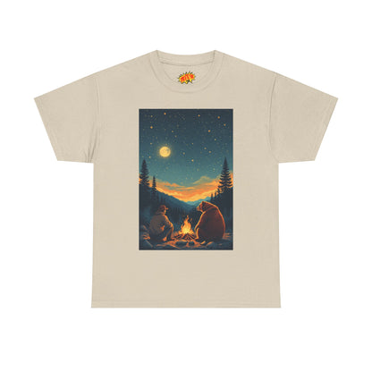 Mountain Man w/ Brown Bear Campfire Scene T-Shirt