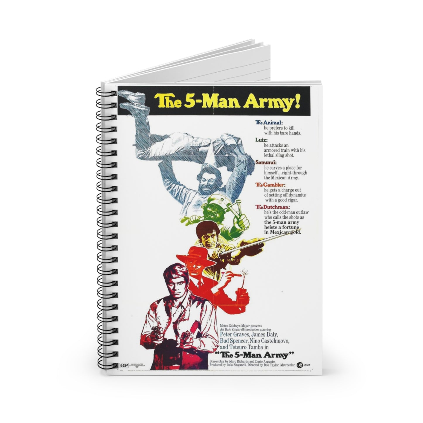The Five Man Army - Vintage Movie Poster Notebook