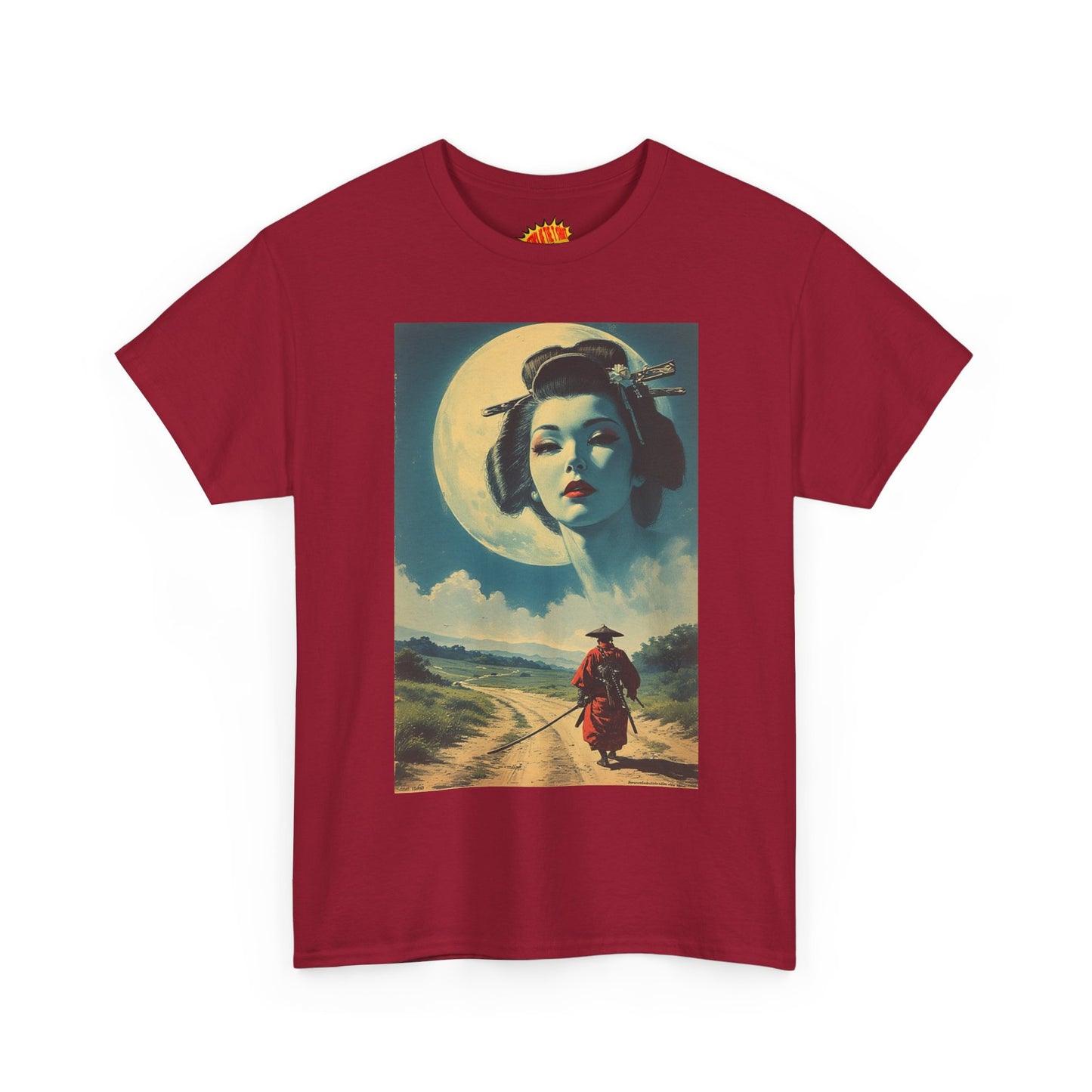 Travelling Samurai w/Moon Geisha Woman T-Shirt *Multiple Colors*