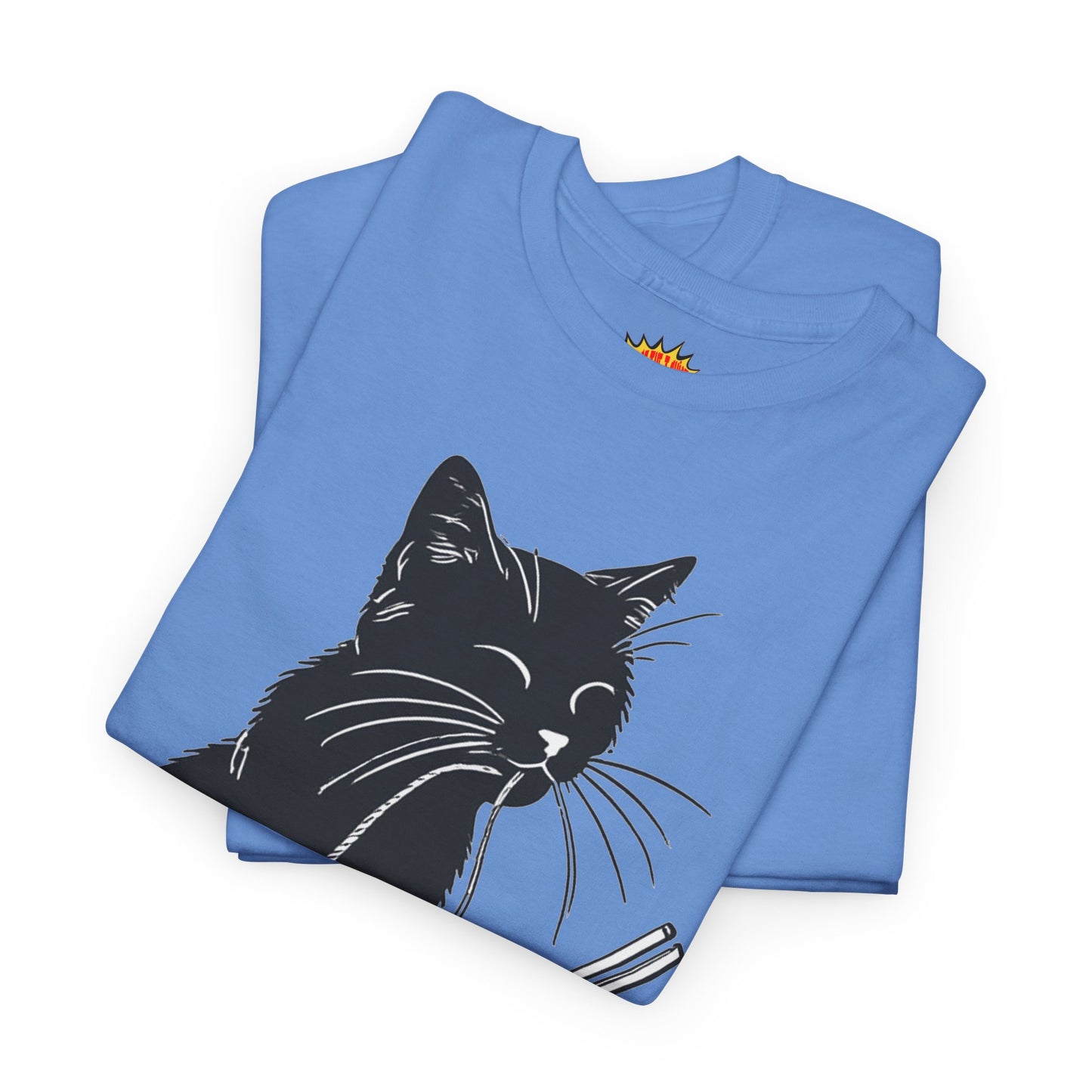 Black Cat w/Noodles Drawing Art Tee Shirt *Multiple Colors*