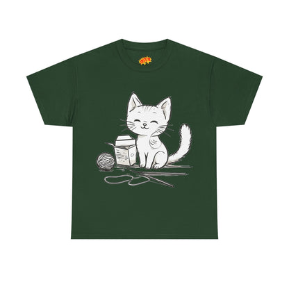 White Cat w/Takeout Yarn Art Tee Shirt