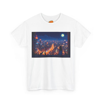 Anime City Night Scene w/Girl & Cats T-Shirt