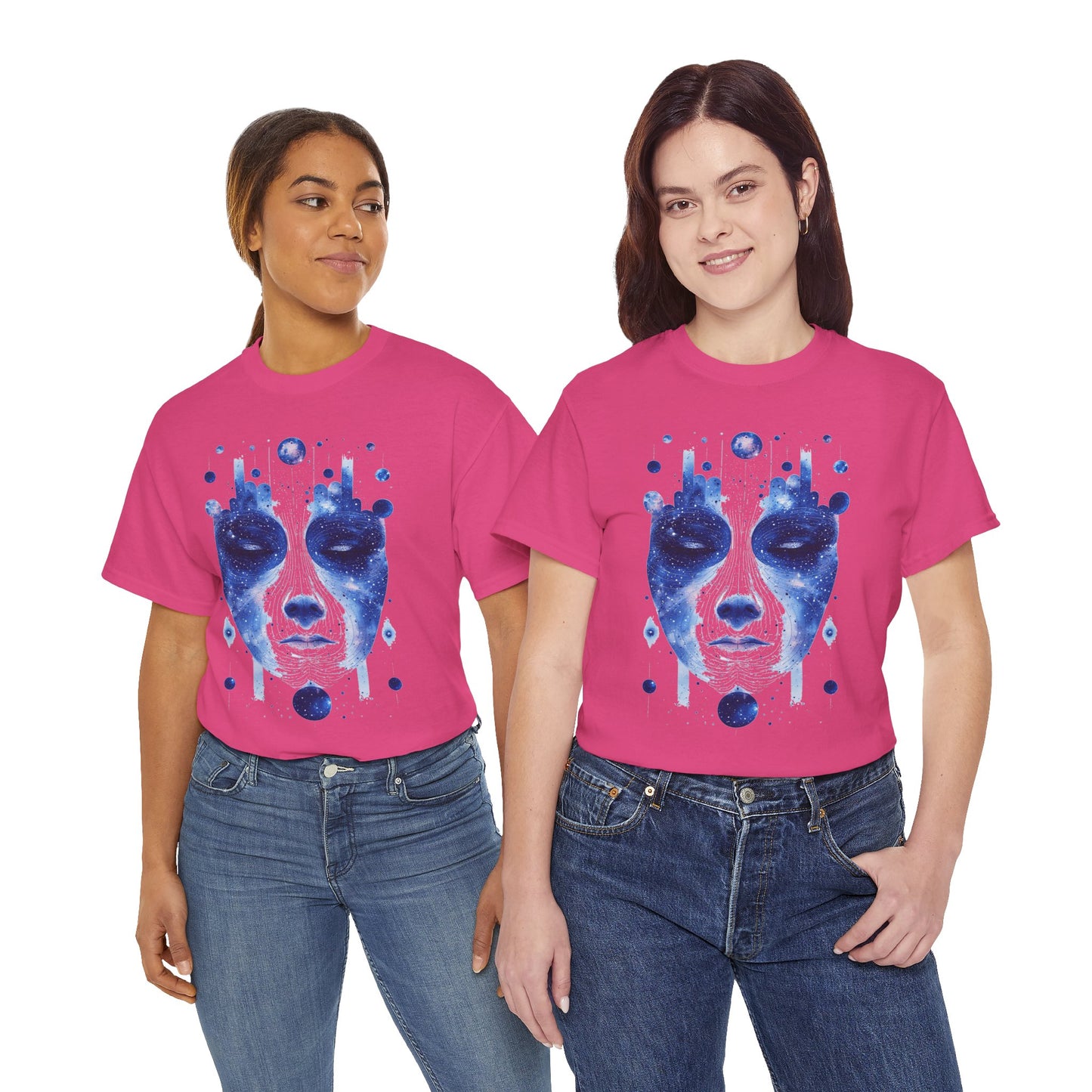 Cosmic Face Galaxy Graphic Space Art Tee Shirt *Multiple Colors*