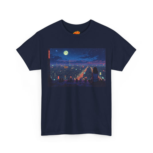 Anime Neon Cityscape w/Cats T-Shirt *Multiple Colors*