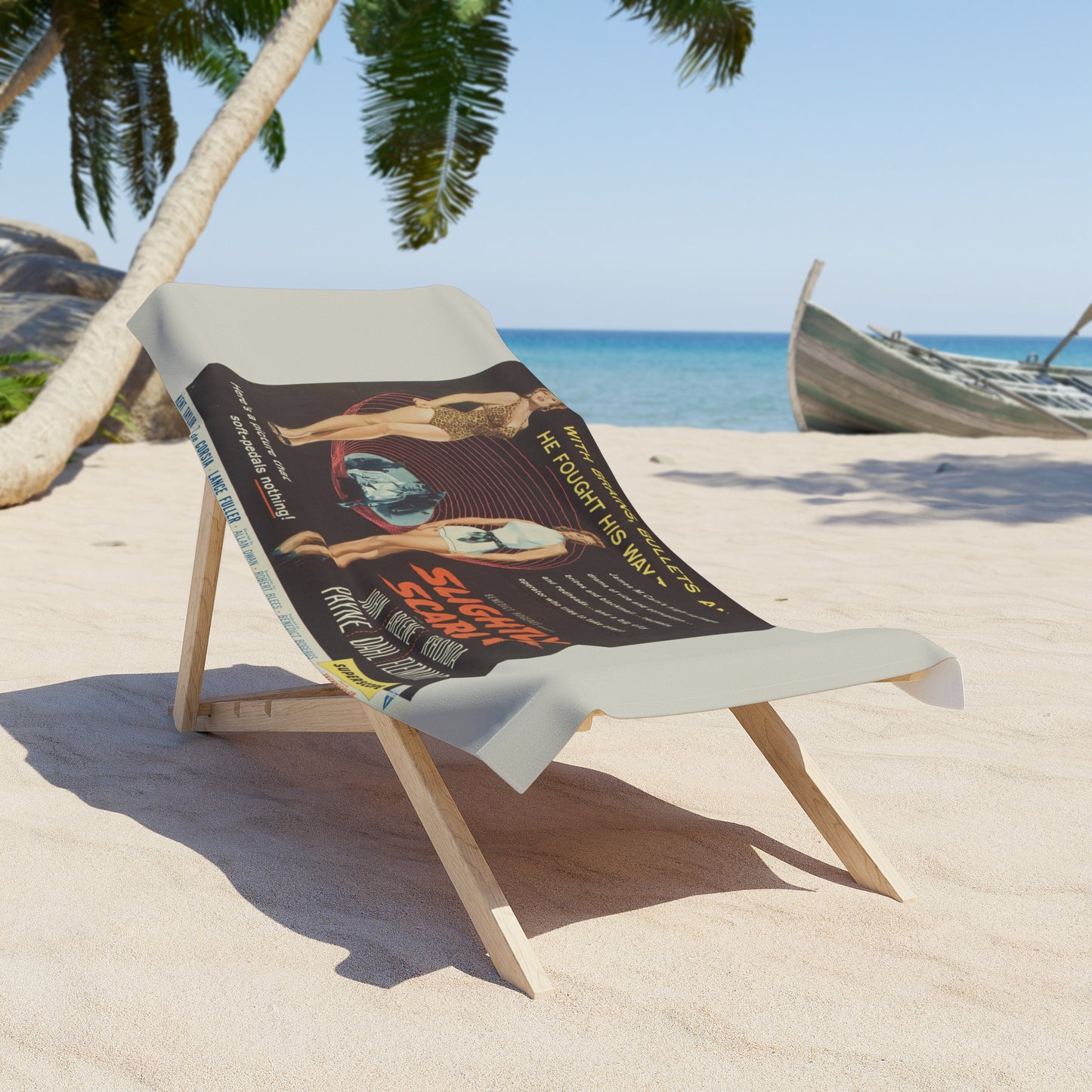 Slightly Scarlet Vintage Movie Poster Beach Towel Retro Noir Pinup Poster Towel
