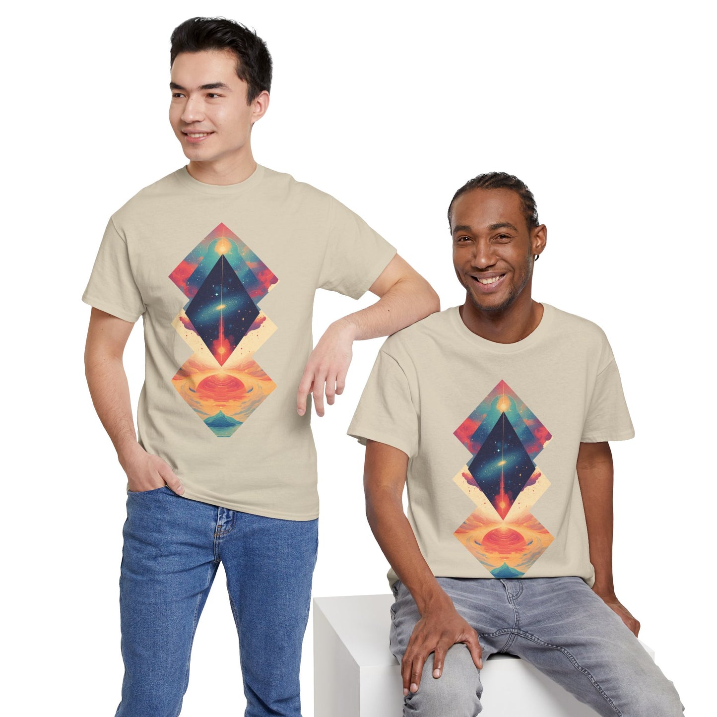 Geometric Shape Galaxy Graphic Space Art Tee Shirt *Multiple Colors*