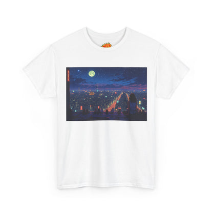 Anime Nighttime Neon Cityscape w/Cats T-Shirt