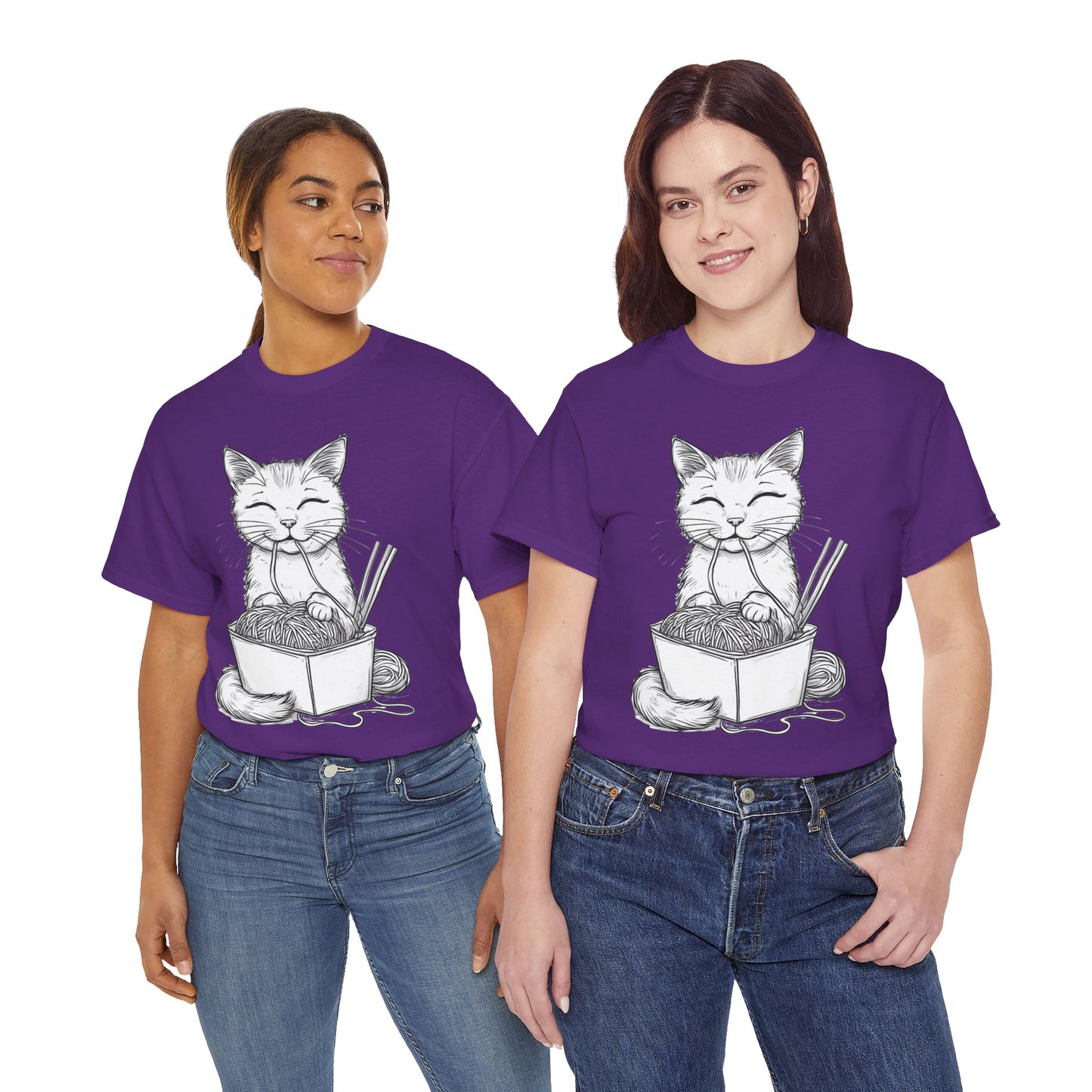 Cat w/Noodles Drawing Art Tee Shirt *Multiple Colors*