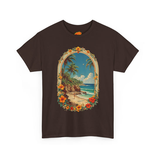 Vintage Style Tropical Beach Scene T-Shirt *Multiple Colors*