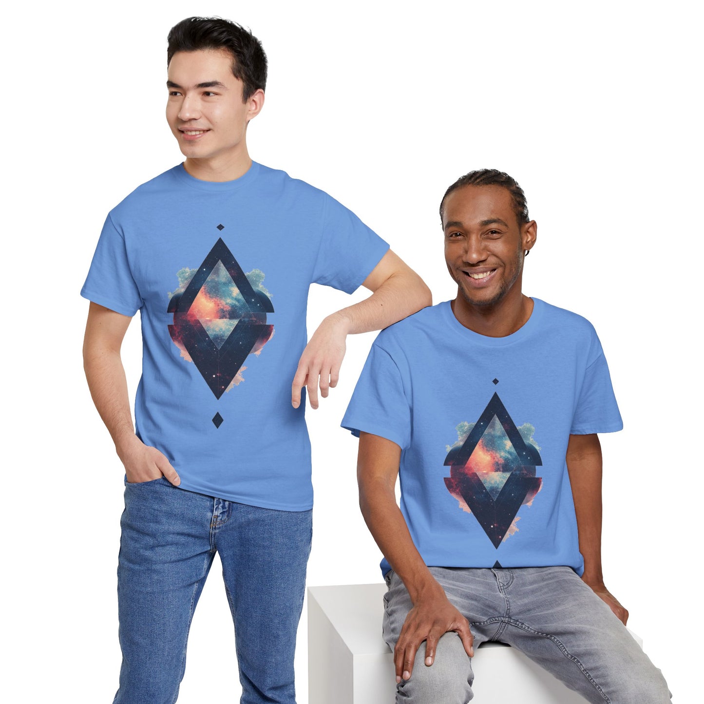 Split Diamond Shape Nebula Graphic Space Art Tee Shirt *Multiple Colors*