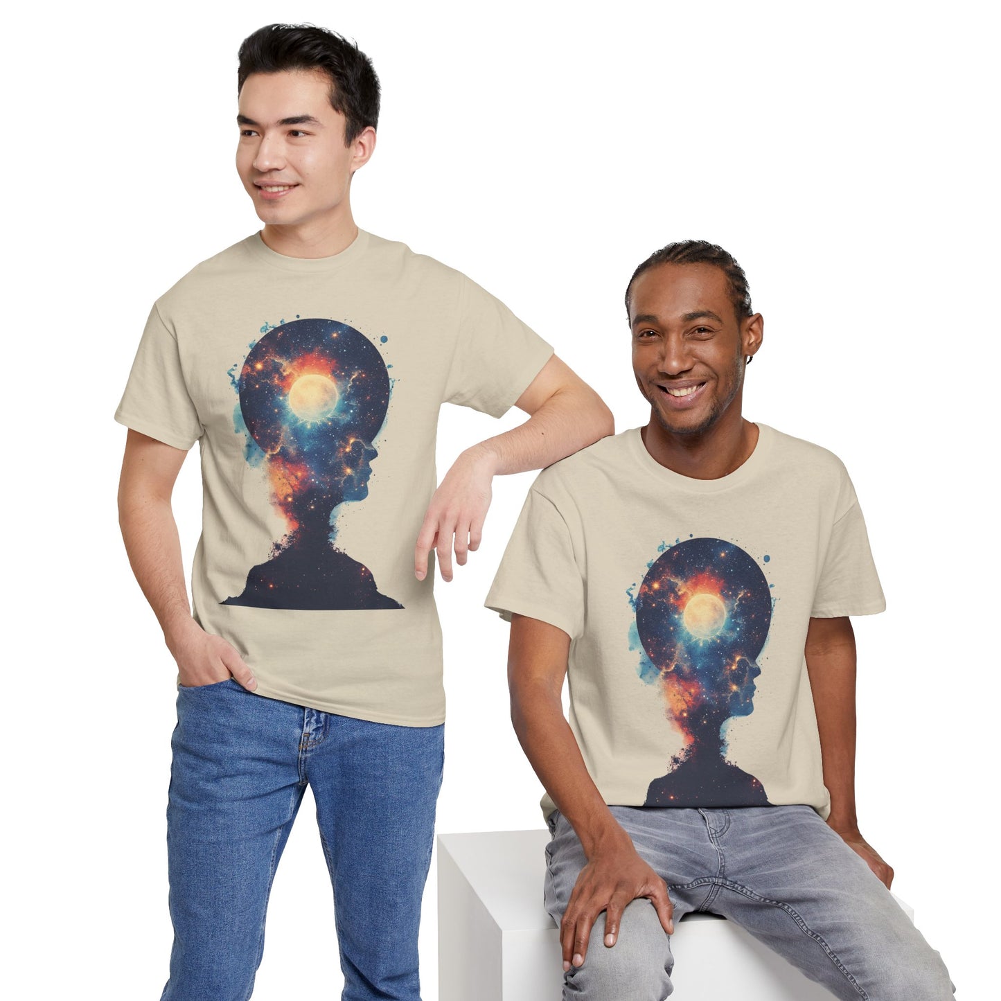 Abstract Galaxy Nebula Art w/Face Graphic Tee Shirt *Multiple Colors*