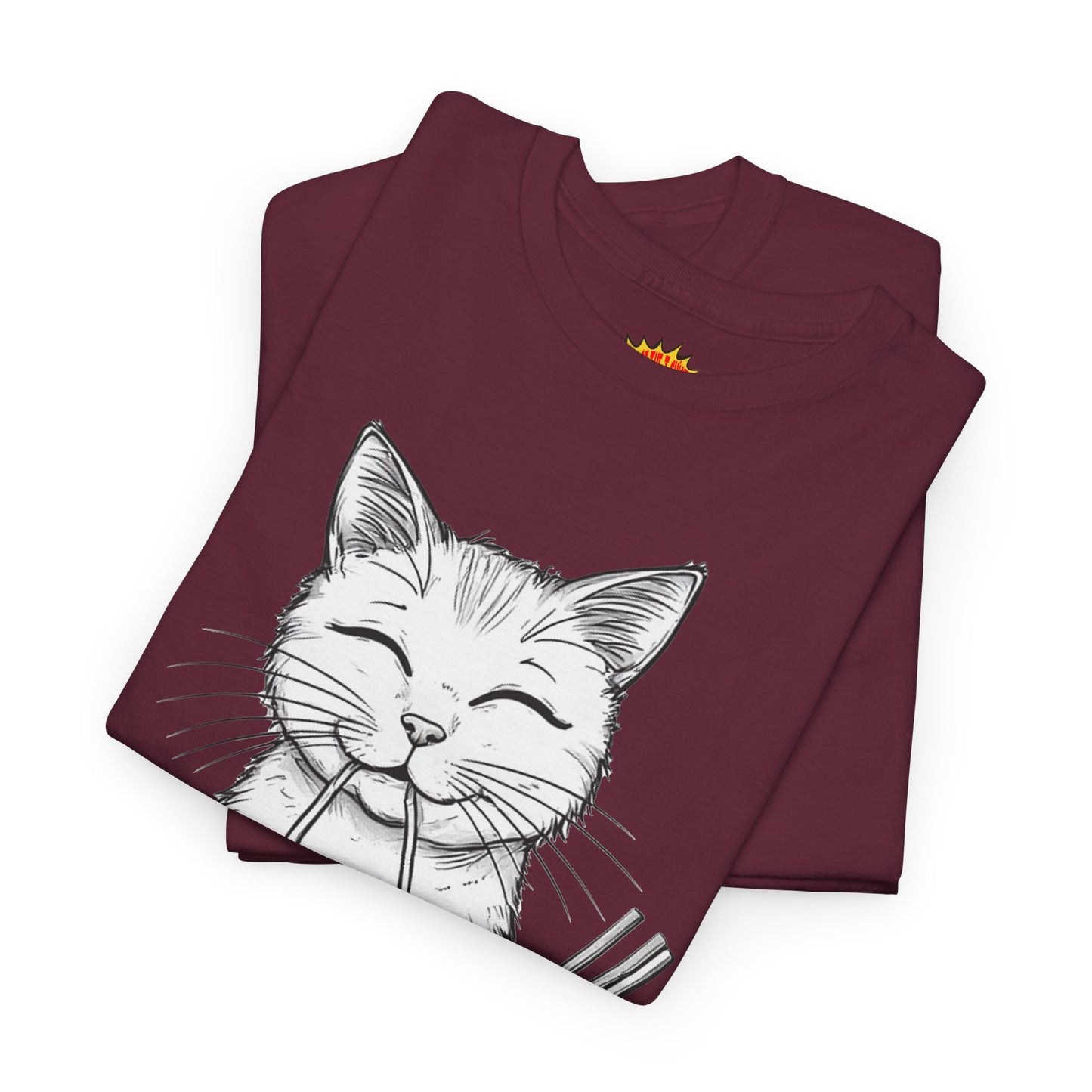 Cat w/Noodles Drawing Art Tee Shirt *Multiple Colors*