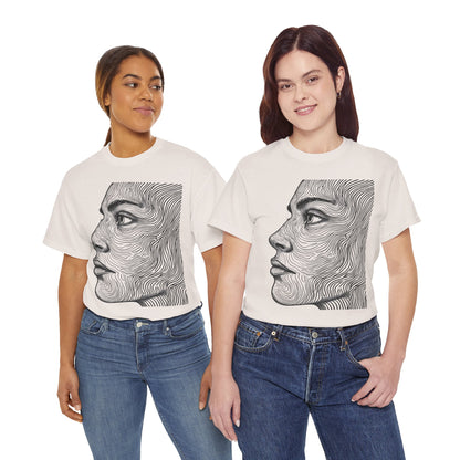 Human Face Profile Line Drawing Graphic Art Tee Shirt