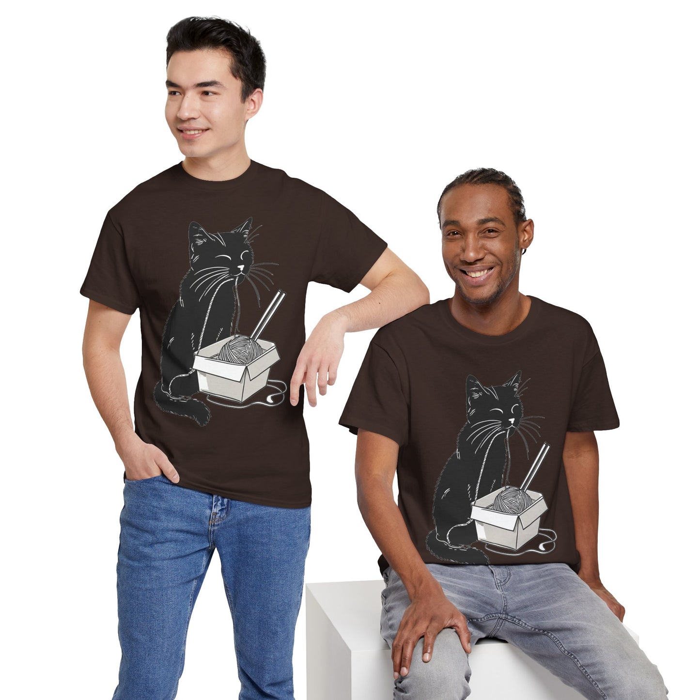Black Cat w/Noodles Drawing Art Tee Shirt *Multiple Colors*