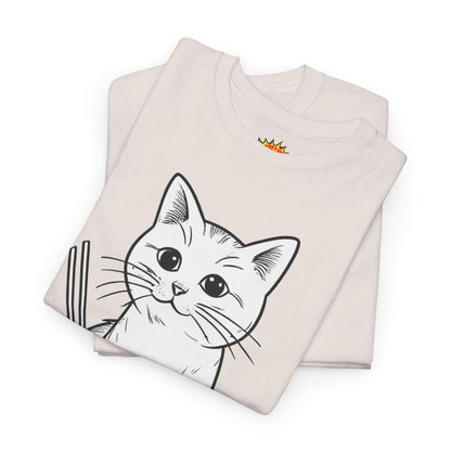 White Cat w/Yarn Ball Art Tee Shirt