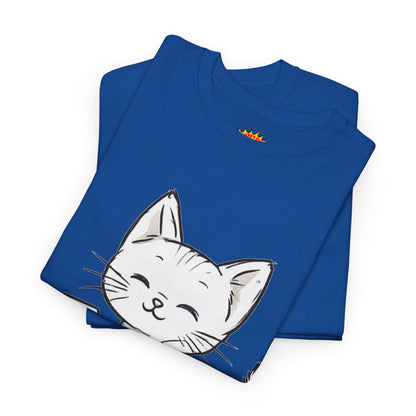 White Cat w/Takeout Yarn Art Tee Shirt