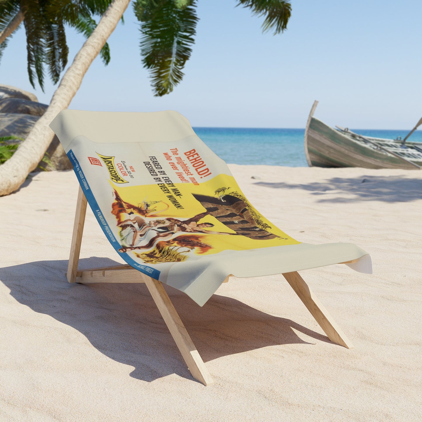 Atlas Movie Poster Beach Towel | Vintage Film Art Retro Illustration Towel