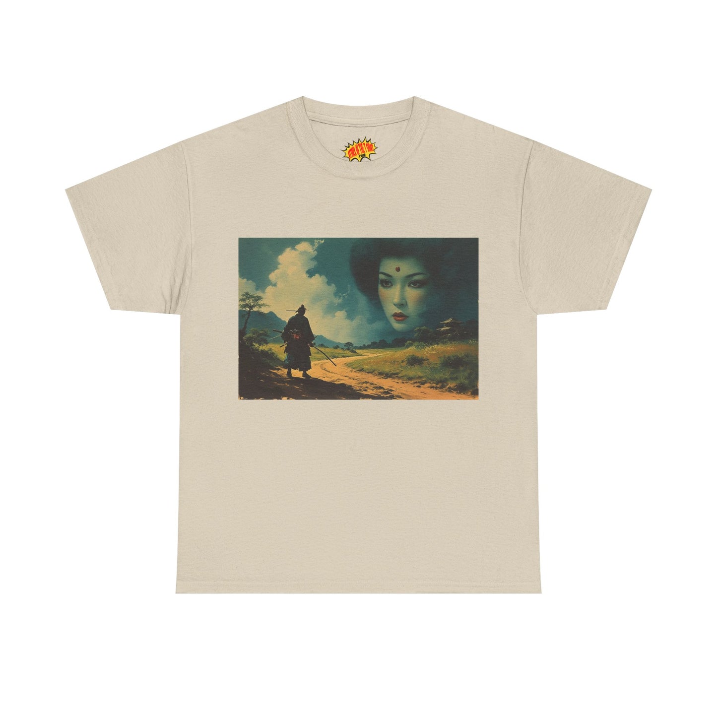 Walking Samurai w/Sky Geisha Woman T-Shirt *Multiple Colors*