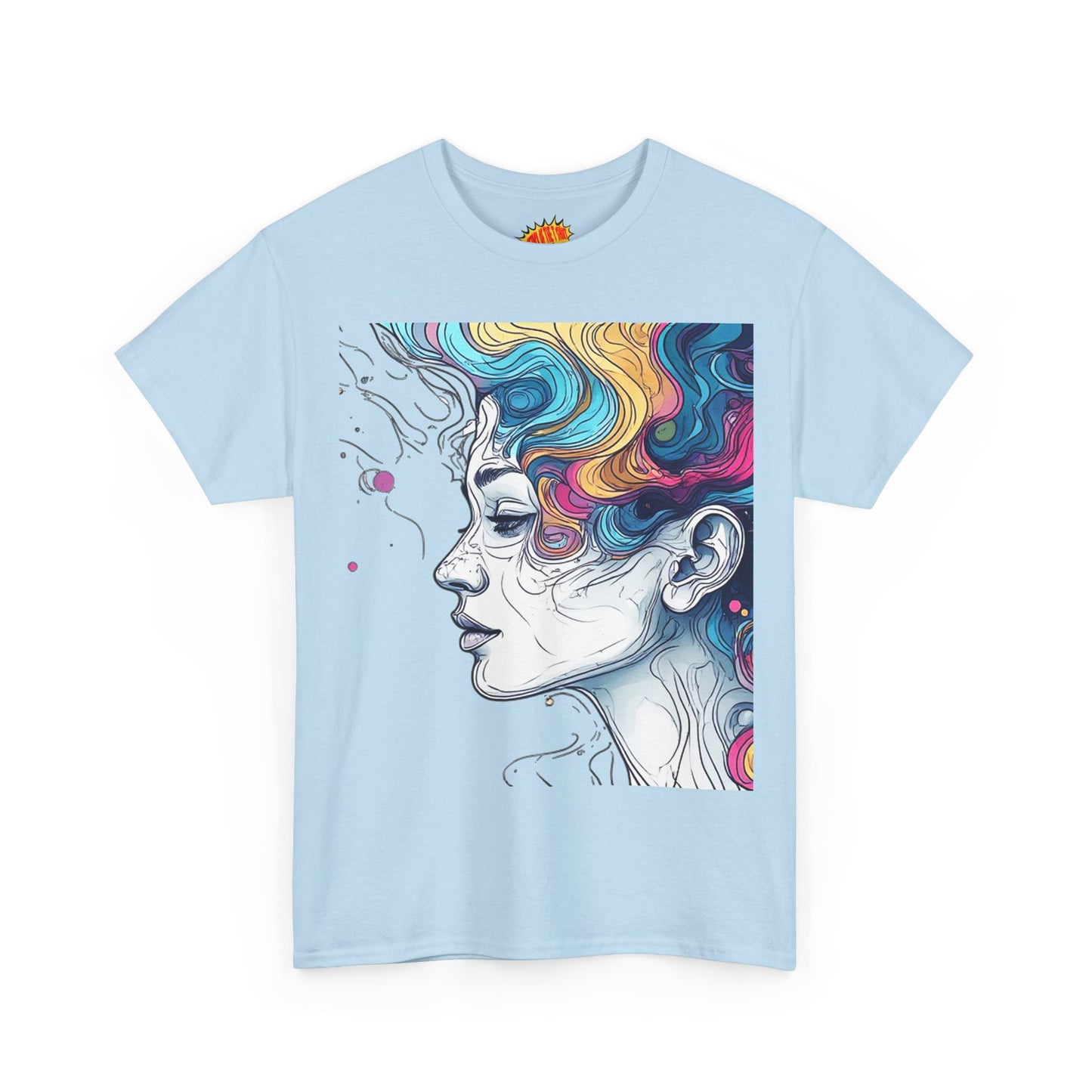 Face w/Color Hair Graphic Art Tee Shirt *Multiple Colors*