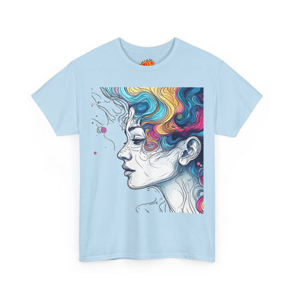 Face w/Color Hair Graphic Art Tee Shirt